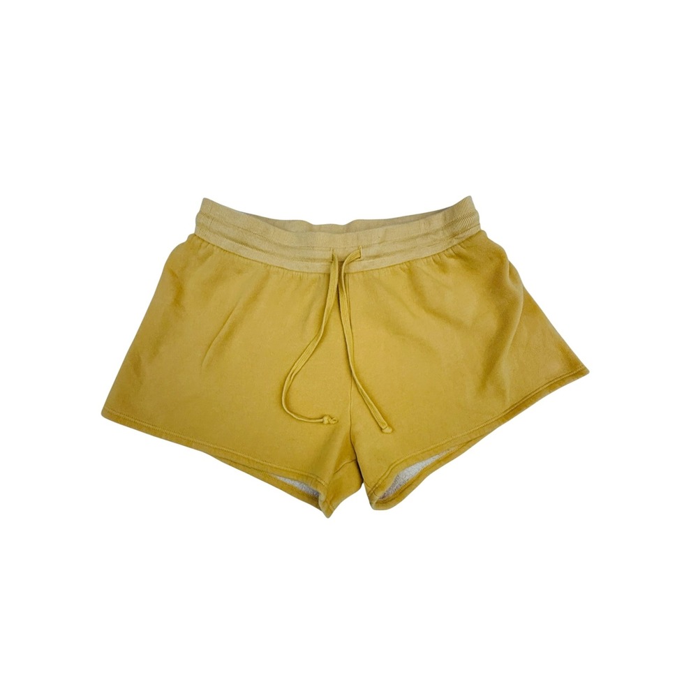 Wildfox Sweat Shorts Women Large Yellow Drawstring Elastic Waist Fleece Lined
